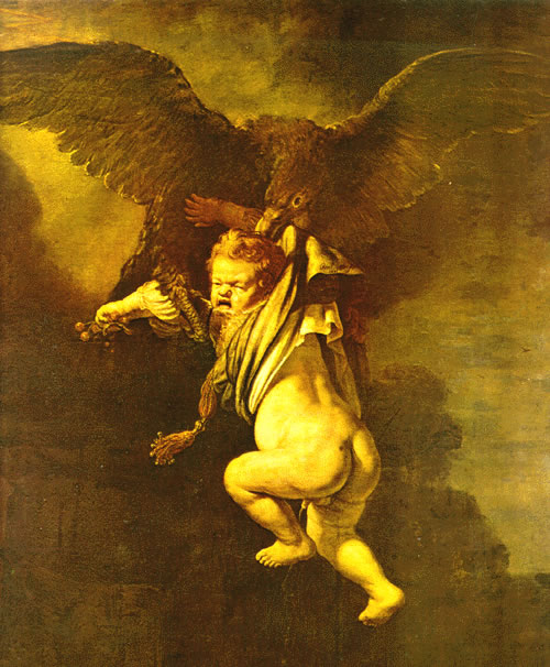 Ganymede carried by Zeus as an eagle.
