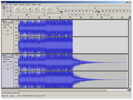 the 2 WAVs imported into Audacity