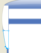 Adjusting the left side of the second rectangle to follow the contour of the left edge of the interface