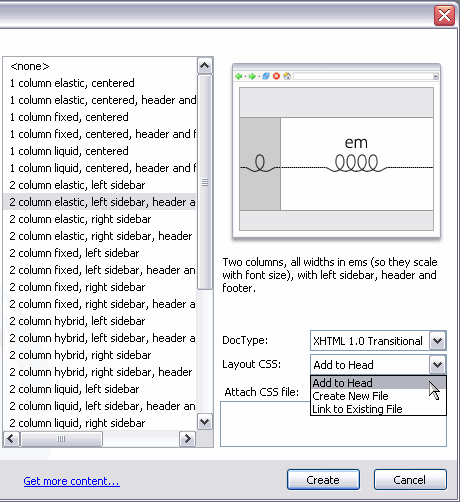 New Document panel