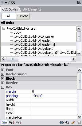 CSS Styles panel