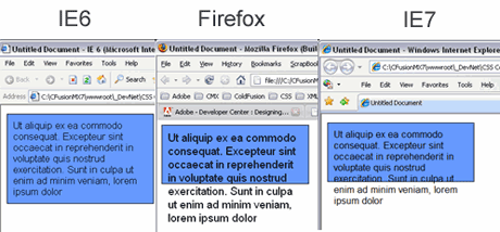 Browser screen shots comparison