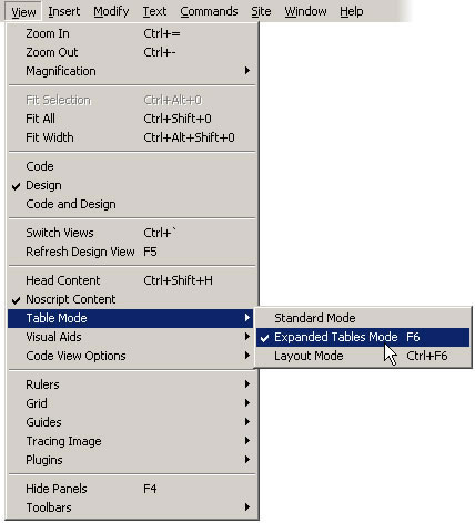 Switching to expanded tables mode