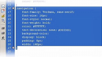 Selecting the entire .navigation rule in the cafe_townsend.css file