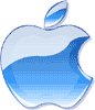 Apple logo in blue