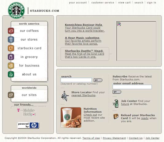 Starbucks homepage