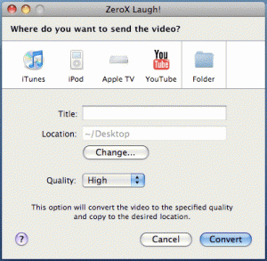 Selecting the converted video's destination.  Most likely, this will be "iPod."